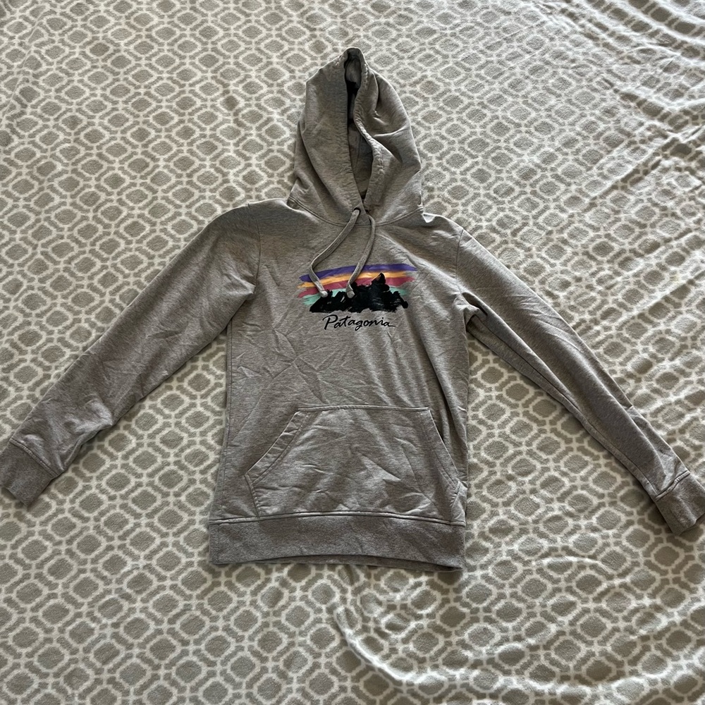 XS Women’s Patagonia Gray Hoodie with Vibrant Logo
